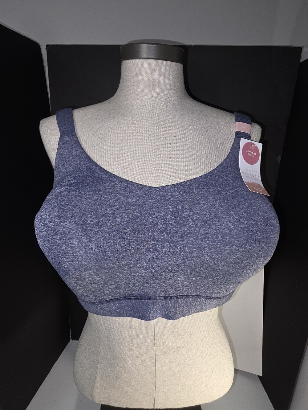 Cacique Lane Bryant Invisible Backsmoother Boost Plunge Wireless Bra 44D Blue